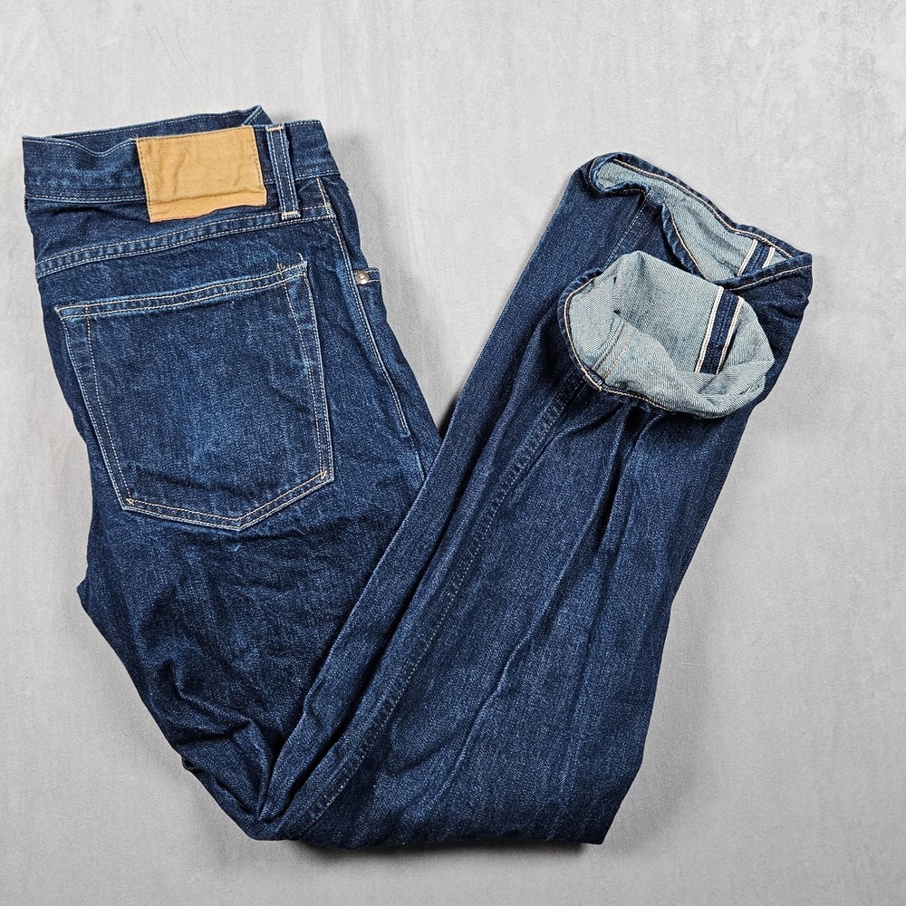 Wallace & Barnes Jeans Mens 31x30 Slim Fit Blue Dark Wash Selvedge Denim USA